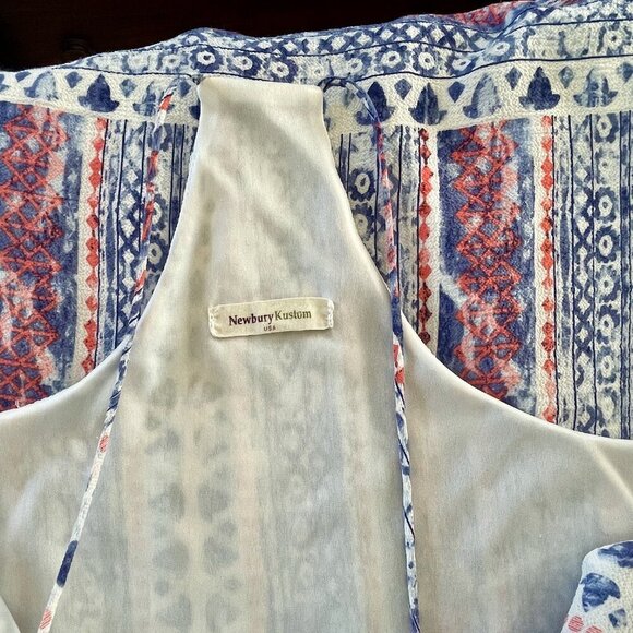 Bohemian Coastal Cowgirl Tribal Pattern Crepe Babydoll Strappy Mini Cami Dress - Picture 4 of 7